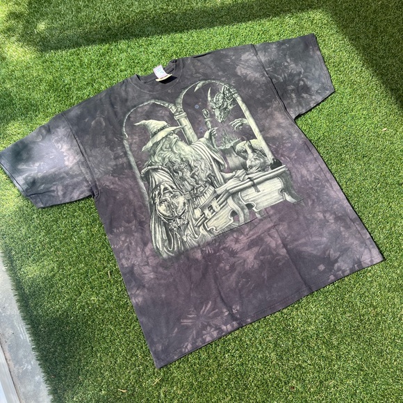 VTG 00’s / Y2K Deadstock The Mountain Dragon Wizard Black Dyed Tee - Picture 2 of 5